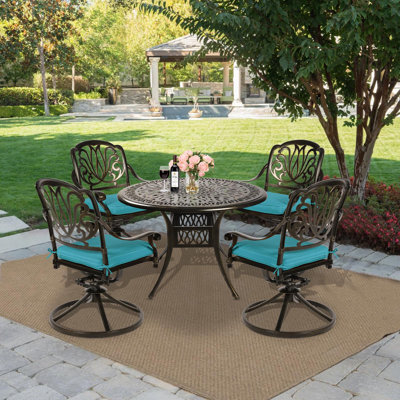 Charlton Home Round 4 Person 38.5 Long Dining Set with Cushions Reviews Wayfair